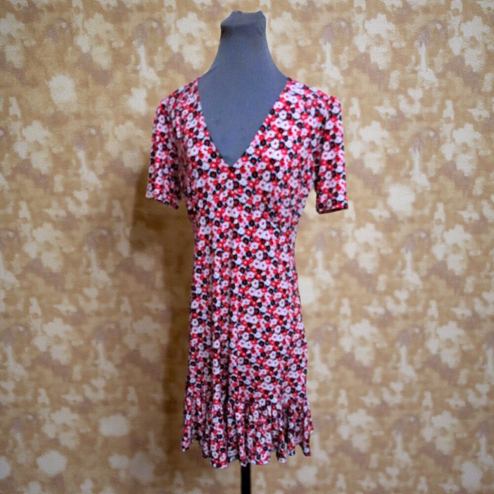 Michael Kors Red White and Blue Floral  Summer Dress sz M